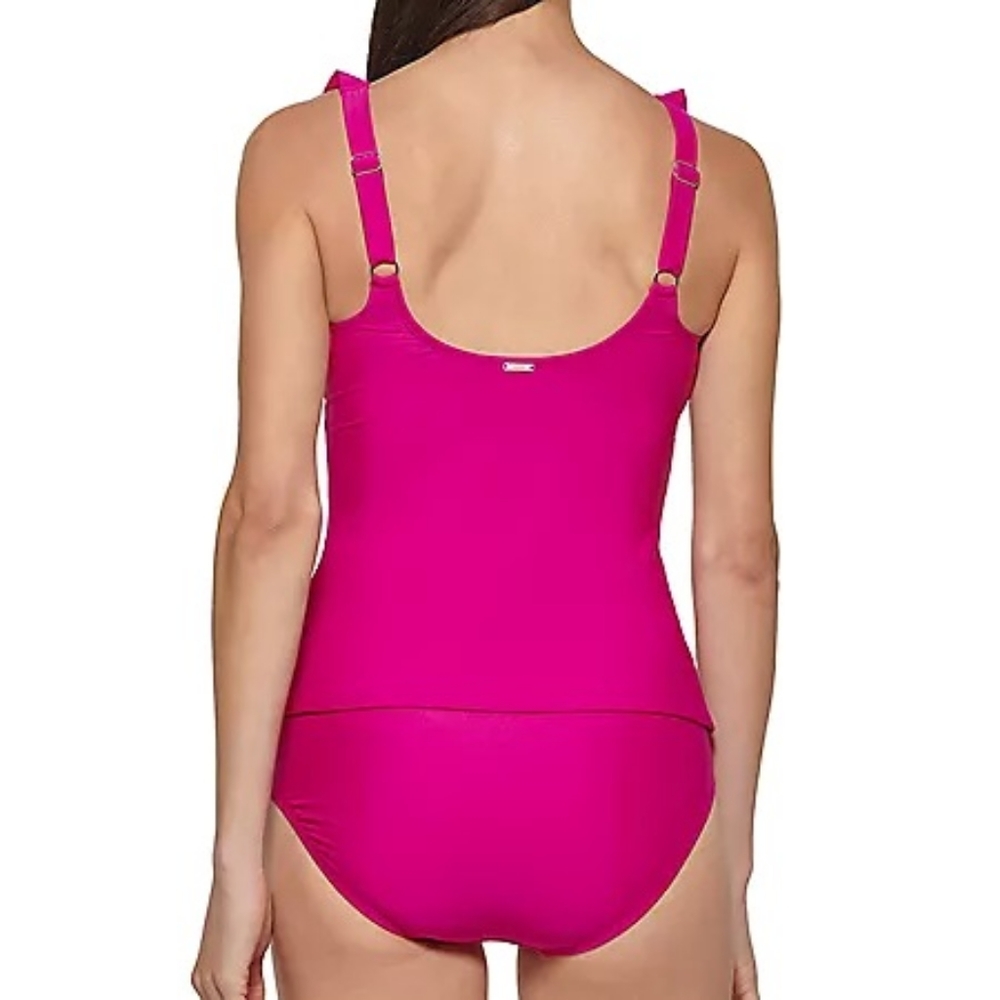 NWT DKNY Womens Fuschia Ruffle Tankini 2 Piece Swimsuit MSRP $118 - Picture 6 of 6